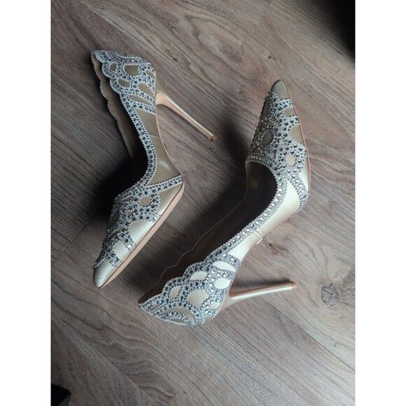 Badgley Mischka Rouge Crystal Embellished Heels Womens 6.5 - Picture 10 of 16